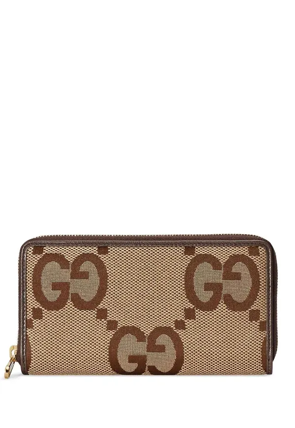 Gucci Jumbo GG mönstrad plånbok - Brun