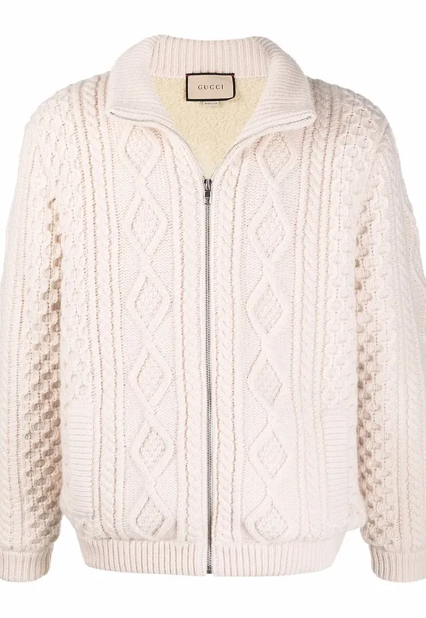 Gucci kabelstickad bomberjacka - Neutral