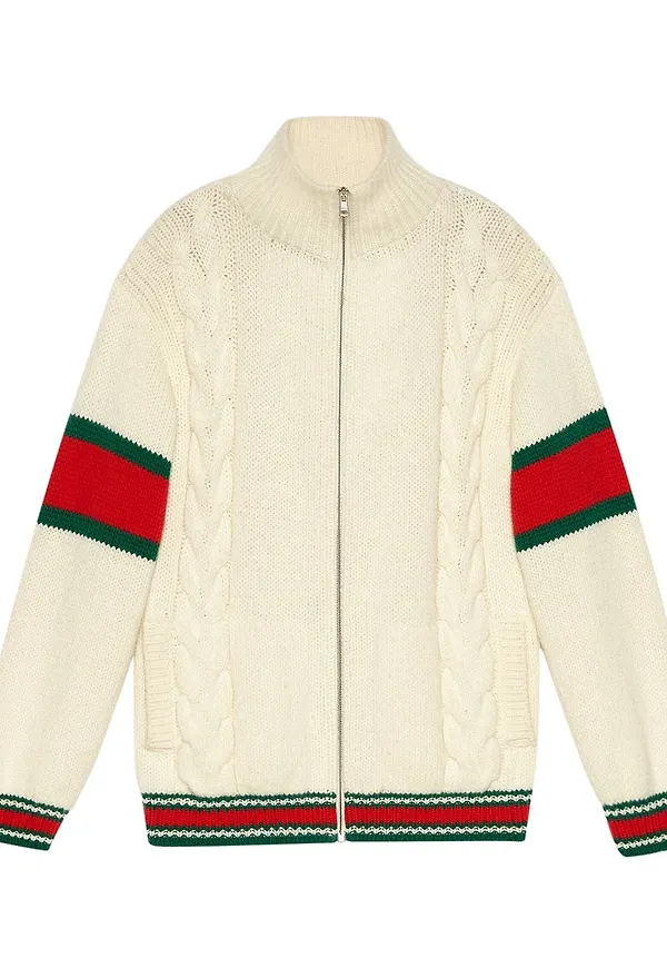Gucci kabelstickad bomberjacka - Neutral