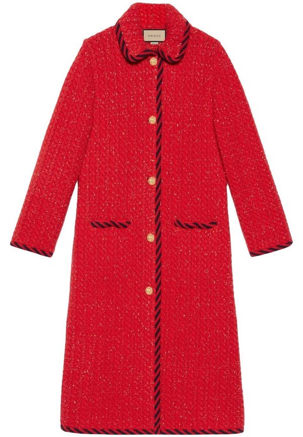 Gucci kabelstickad kappa - Röd