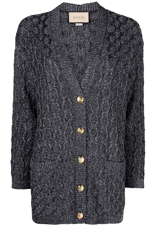 Gucci kabelstickad kofta - Svart