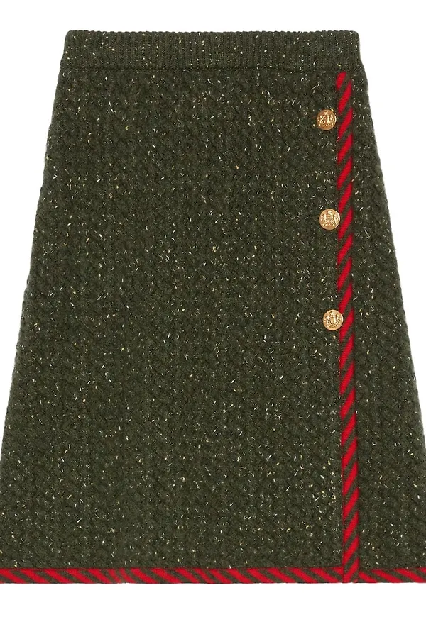 Gucci kabelstickad midikjol - Grön