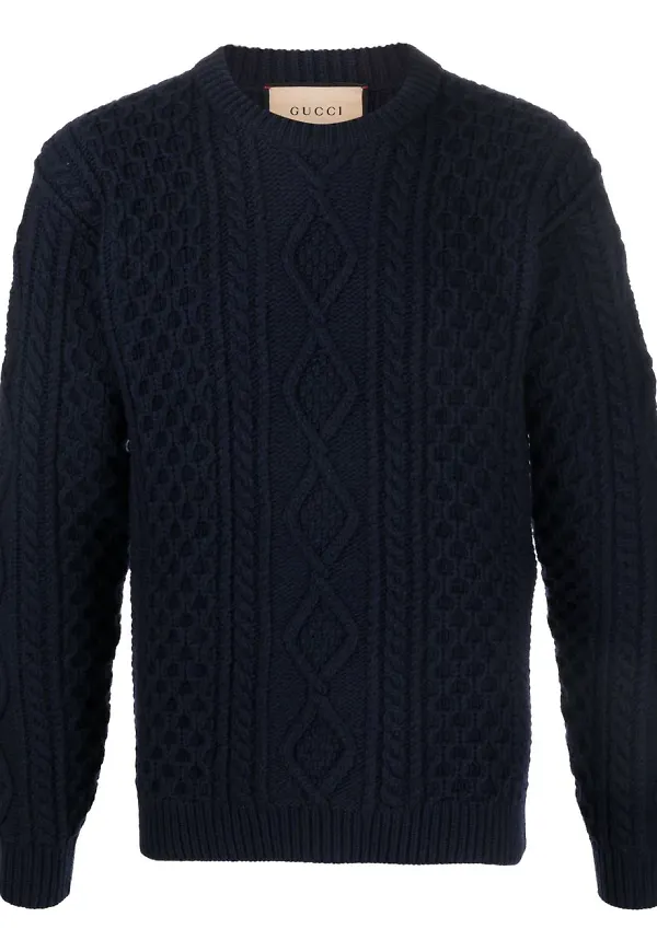 Gucci kabelstickad tröja - Blå