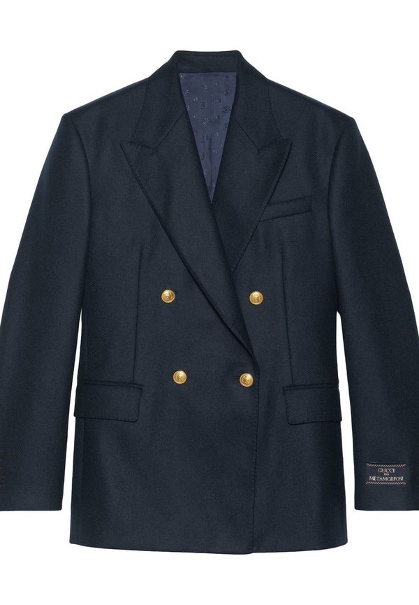 Gucci kashmirblazer med märke - Blå