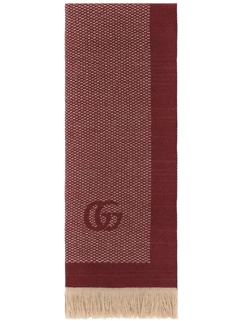 Gucci kashmirhalsduk med franskant - Brun