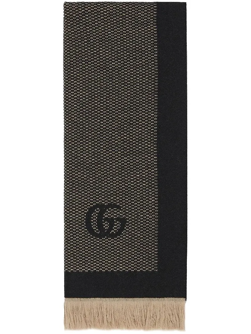 Gucci kashmirhalsduk med franskant - Svart