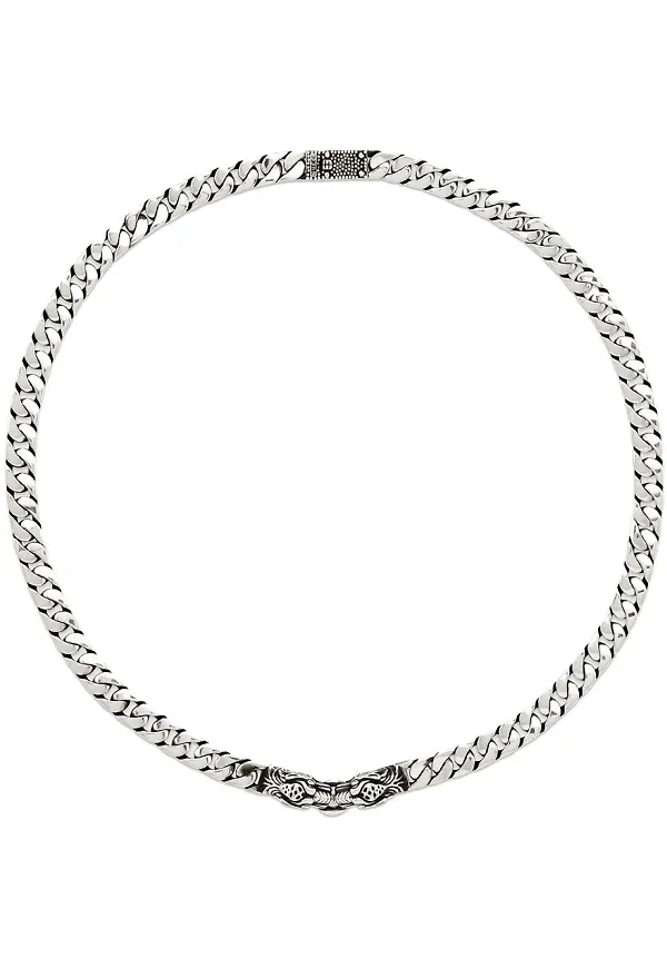 Gucci kedjehalsband med tigerhuvud - Silverfärgad