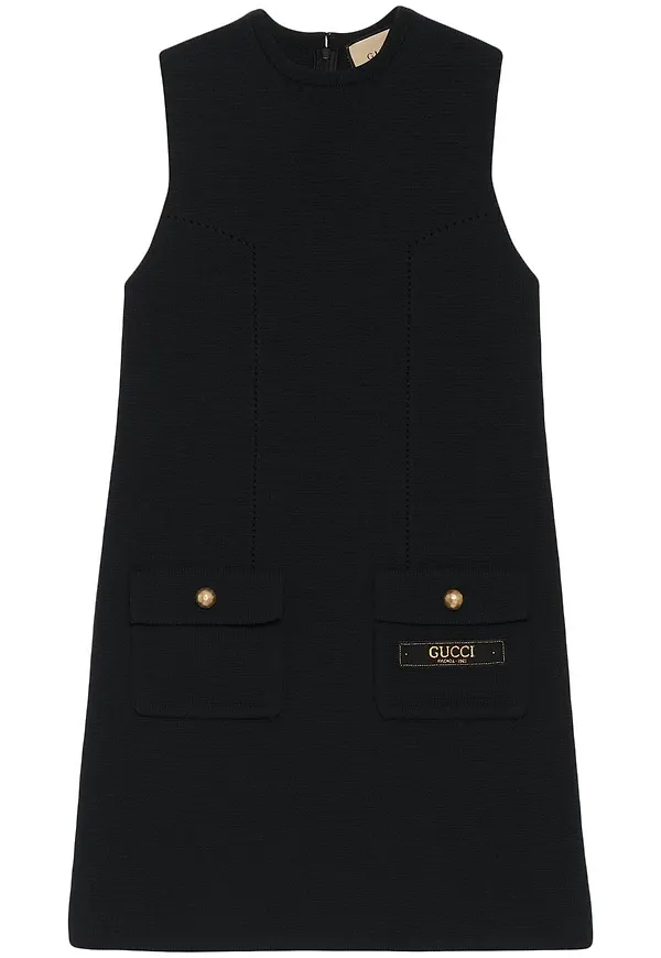Gucci klänning med broderad logotyp - Svart