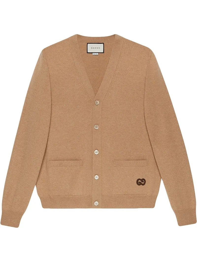 Gucci kofta med broderad logotyp - Brun