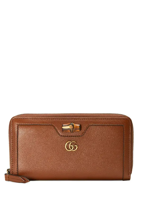 Gucci kontinentalplånbok med bambudetalj - Brun