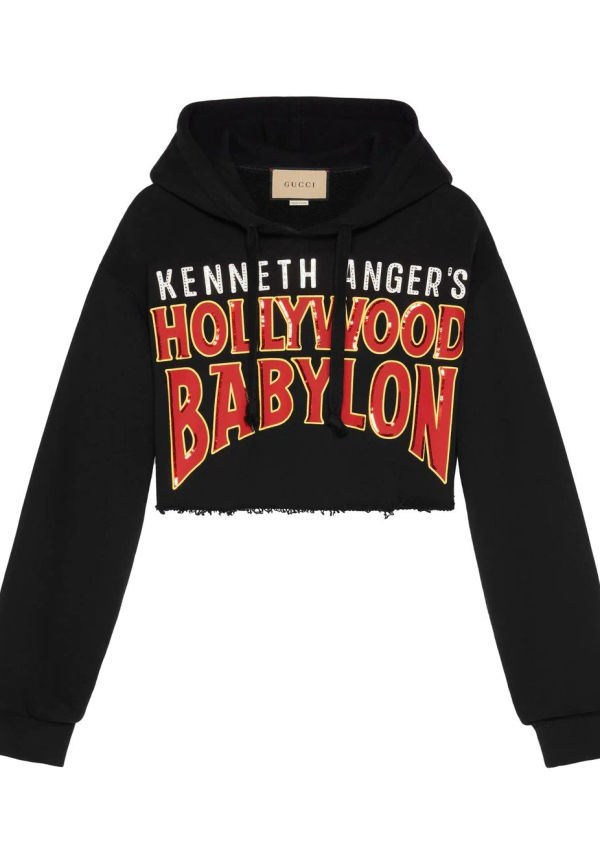 Gucci kort hoodie med slogan - Svart