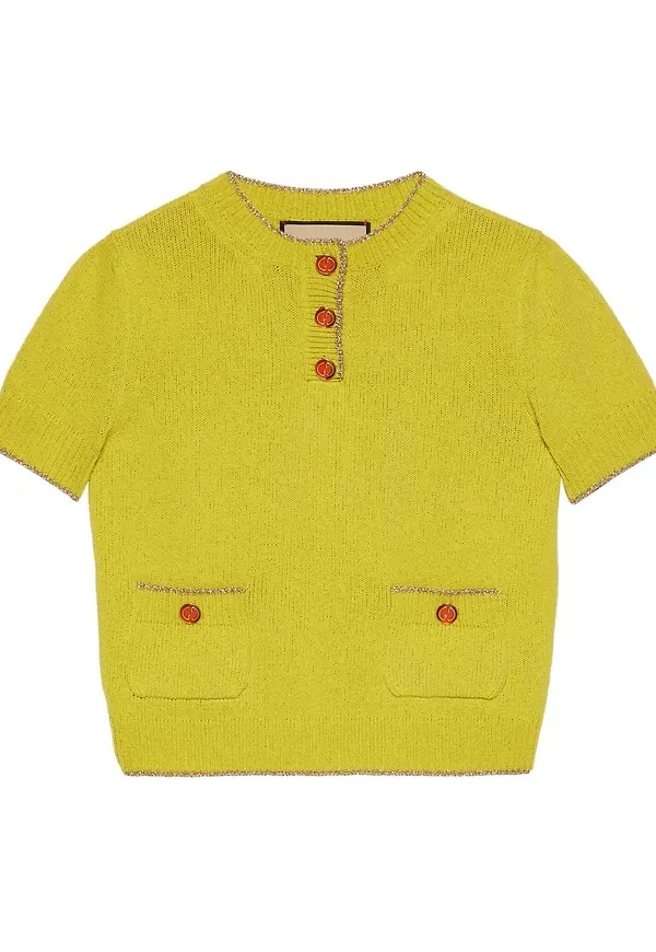 Gucci kortärmad stickad topp - Gul