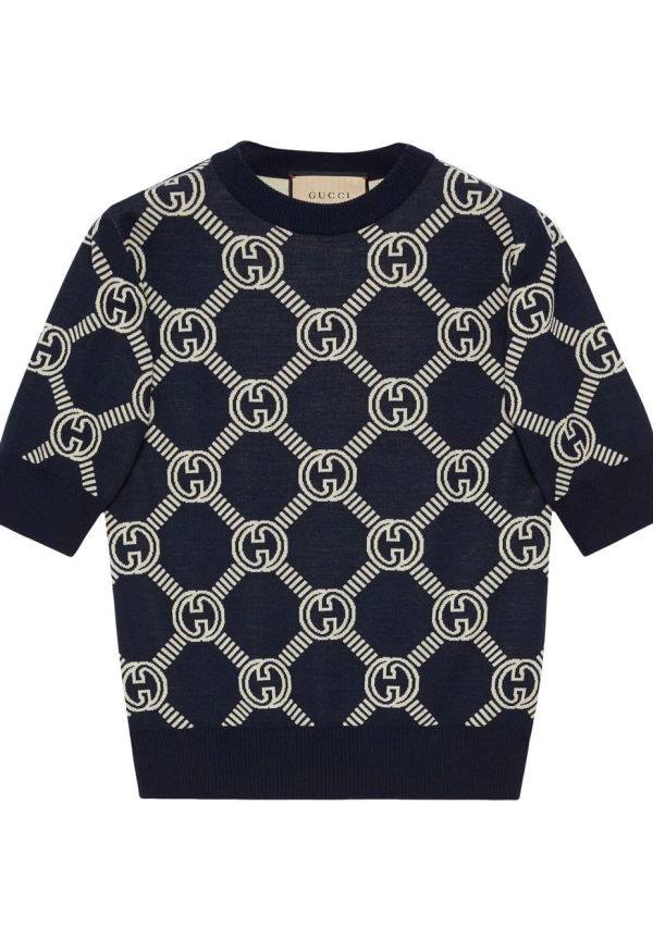 Gucci kortärmad tröja med monogram - Blå