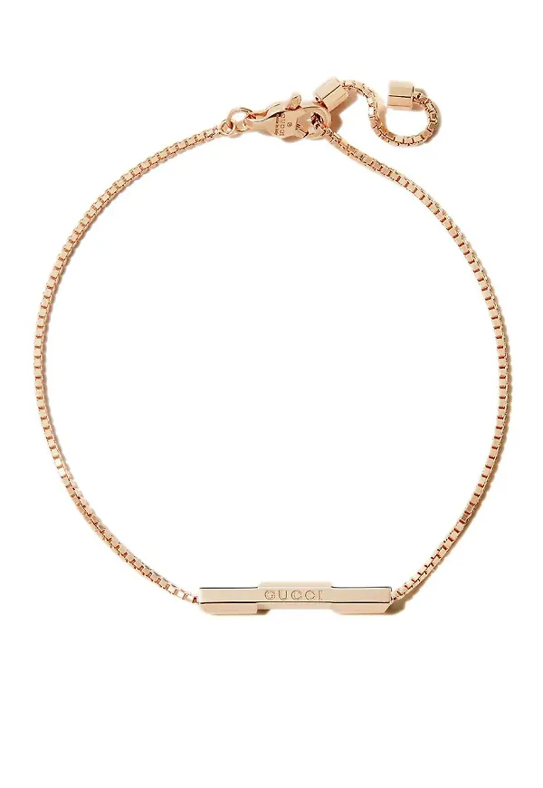 Gucci Link to Love armband i 18K roséguld med logotyp - Rosa