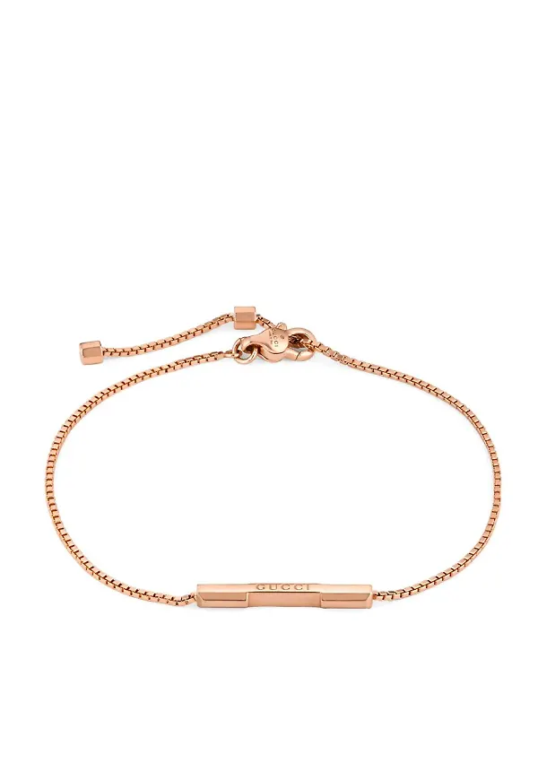 Gucci Link to Love armband i 18K roséguld med logotyp - Rosa