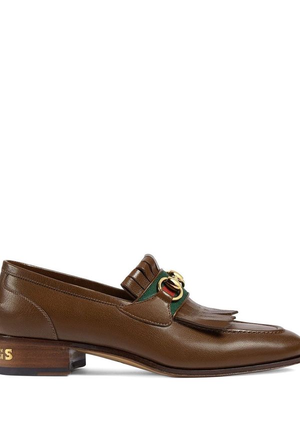 Gucci loafers i läder med bettdetalj - Brun