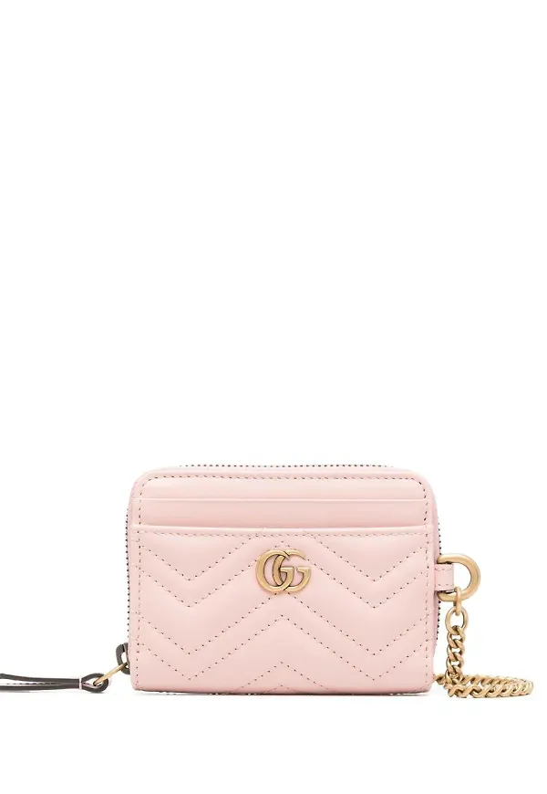 Gucci logo-plaque quilted leather purse - Rosa