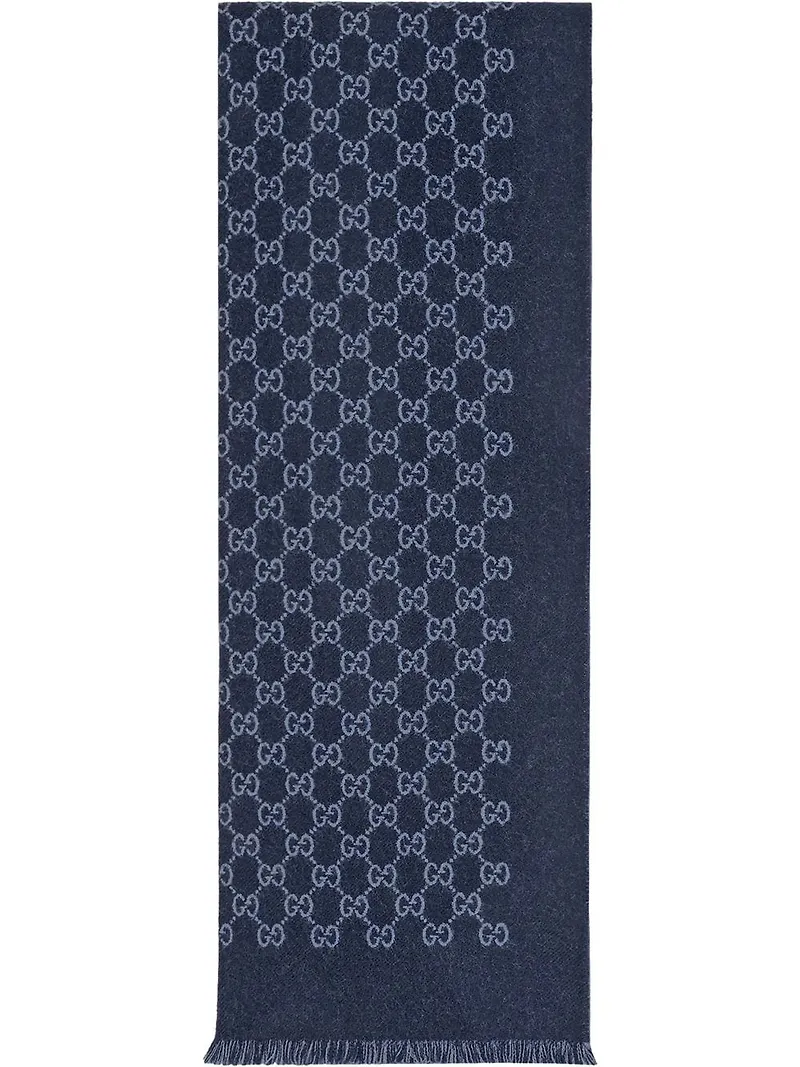 Gucci logotypmönstrad halsduk i jacquard - Blå