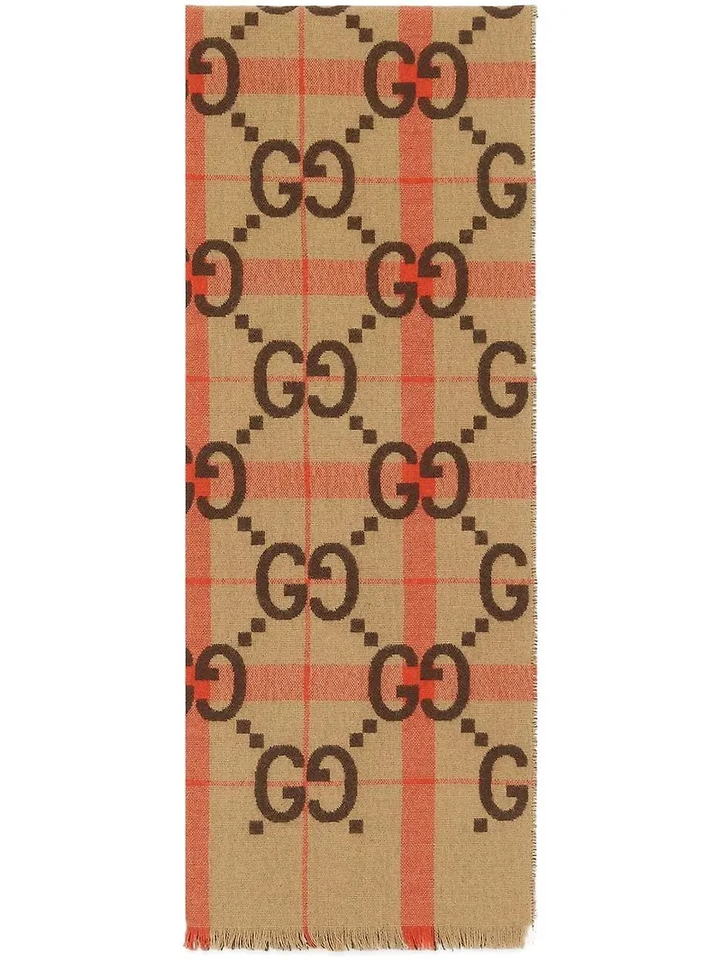 Gucci logotypmönstrad halsduk i jacquard - Neutral