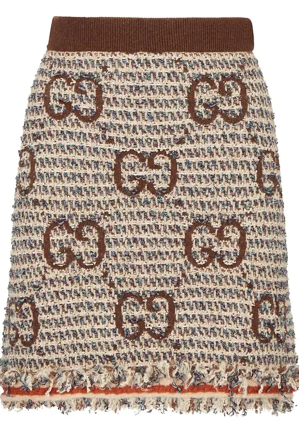 Gucci logotypmönstrad minikjol - Brun