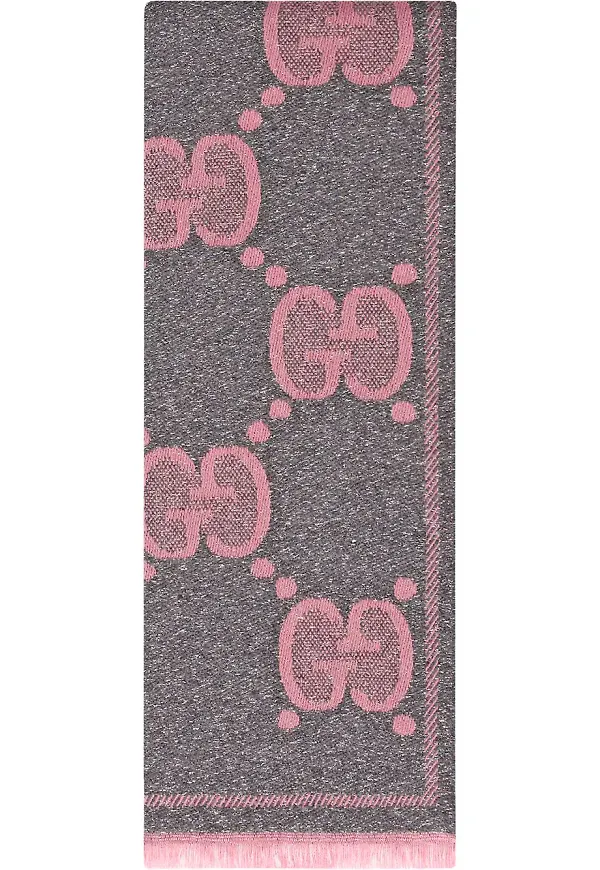 Gucci logotypmönstrad sjal - Grå