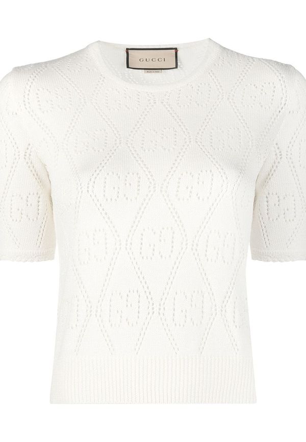 Gucci logotypmönstrad stickad topp - Neutral