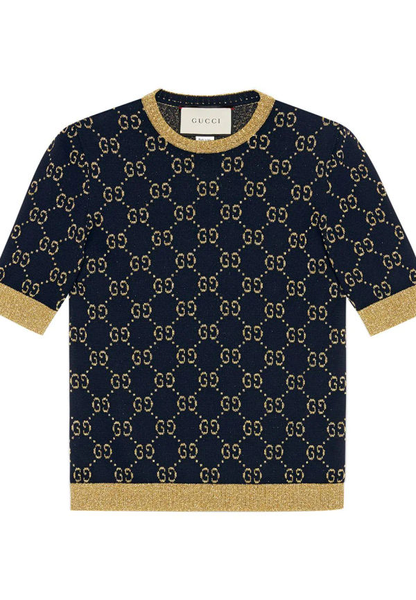 Gucci logotypmönstrad topp - Blå