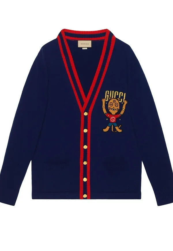 Gucci Love Parade intarsiastickad kofta - Blå