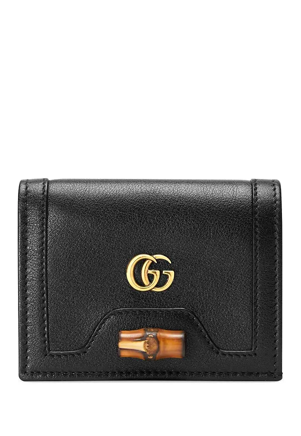 Gucci läderplånbok med bambudetalj - Svart
