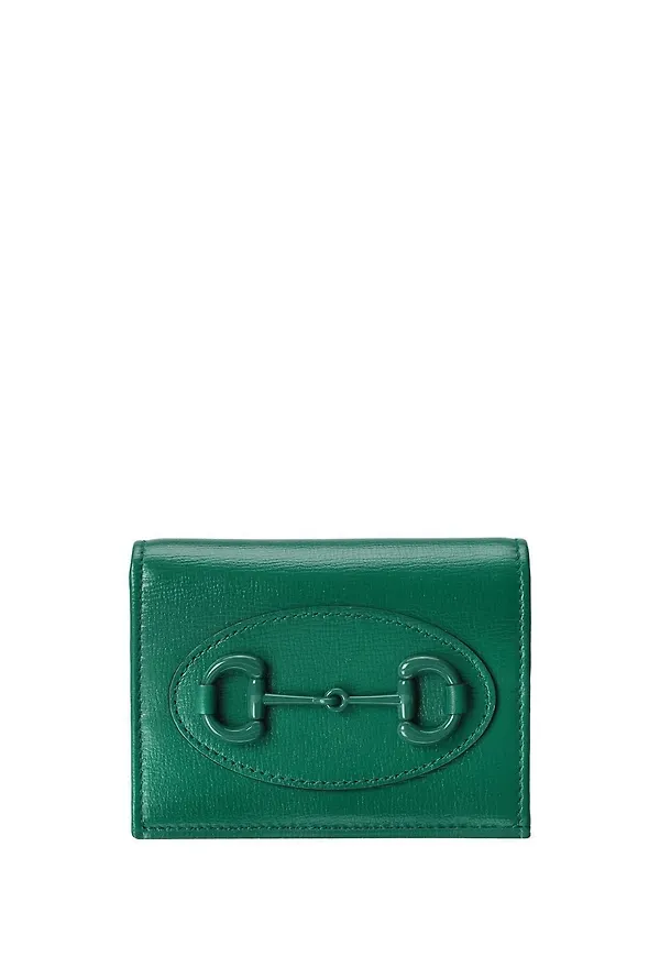 Gucci läderplånbok med bettdetalj - Grön