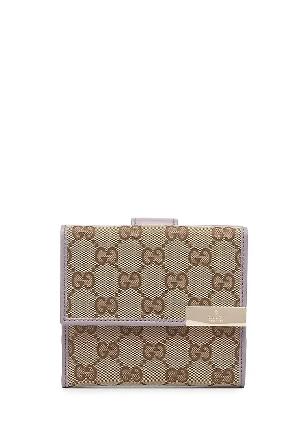 Gucci läderplånbok med monogram - Brun