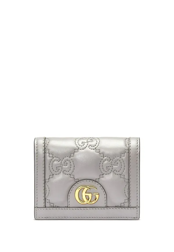 Gucci läderplånbok med präglad logotyp - Grå