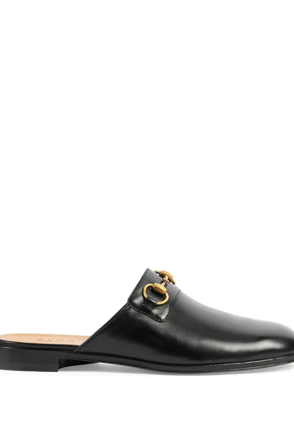 Gucci lädertofflor med bettdetalj - Svart