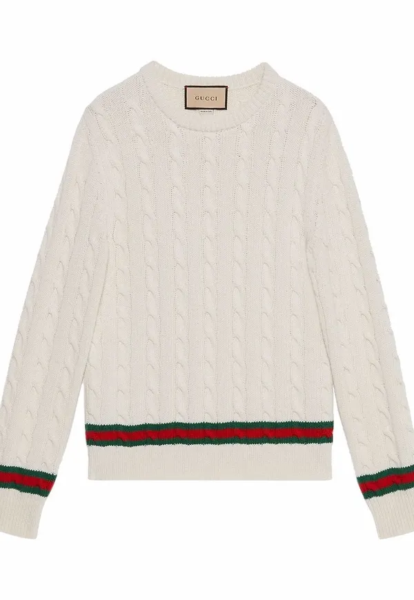 Gucci långärmad kabelstickad tröja - Vit
