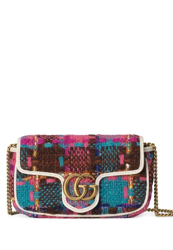 Gucci Marmont rutig miniväska - Rosa