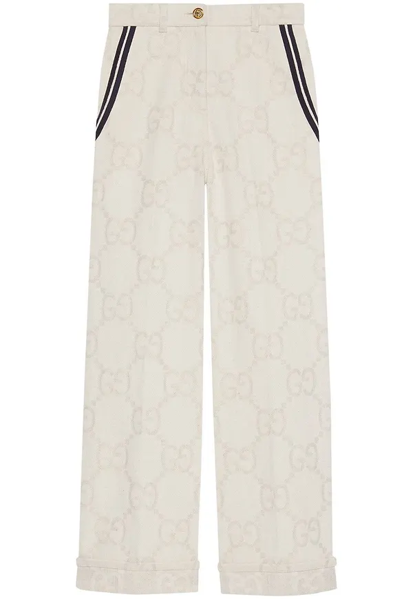 Gucci Maxi GG byxor med vida ben - Vit