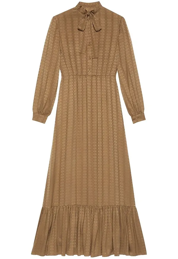 Gucci maxiklänning i jacquard - Brun