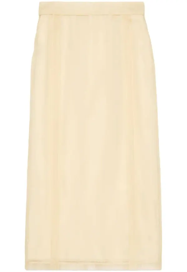 Gucci midikjol i organza - Vit