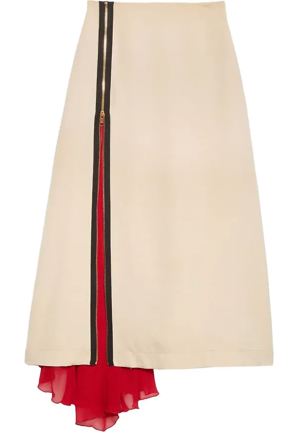 Gucci midikjol med plisserad front - Neutral