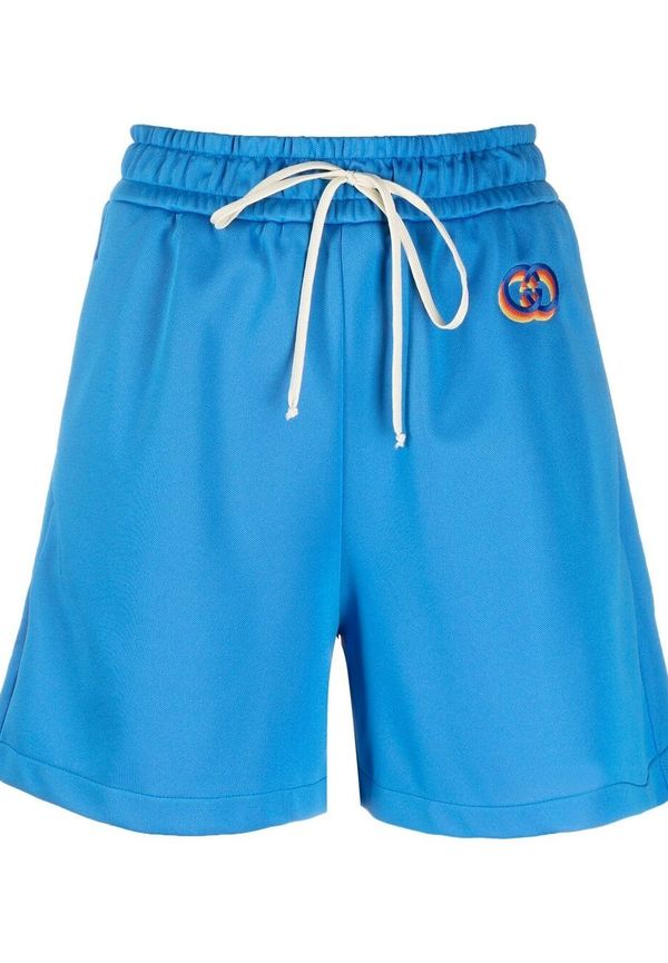Gucci mjukisshorts med broderad logotyp - Blå