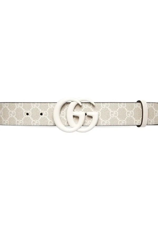 Gucci monogram-pattern leather belt - Vit