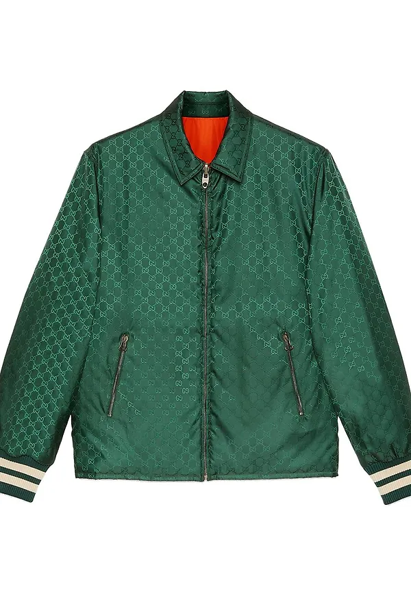 Gucci monogrammönstrad jacka med dragkedja - Grön