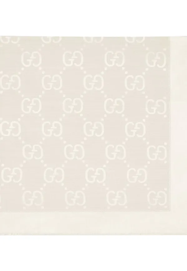 Gucci mönstrad sidensjal i jacquard - Vit