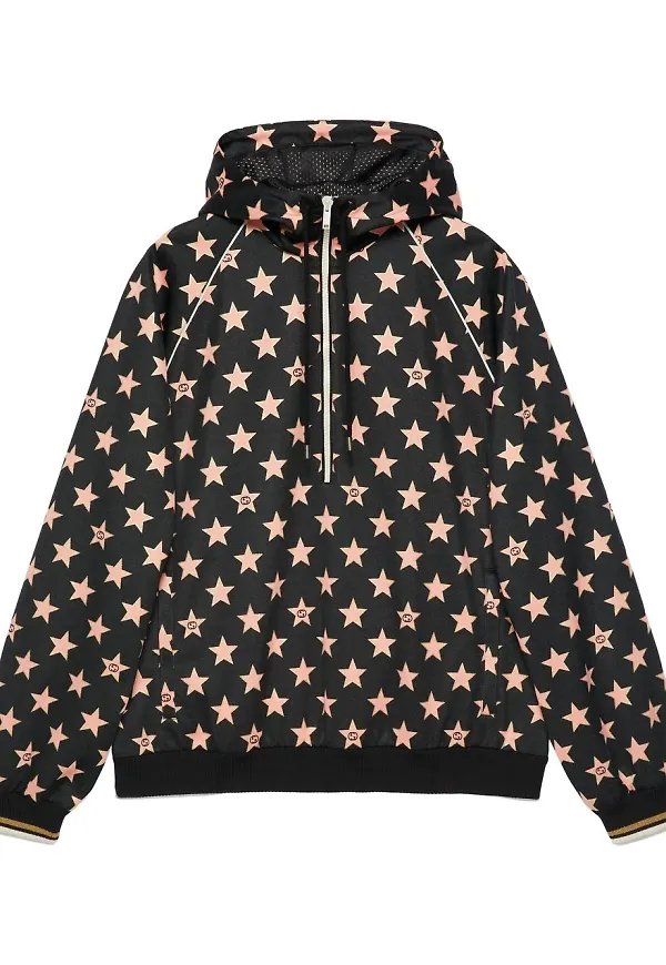 Gucci mönstrad sweatshirt med huva - Svart