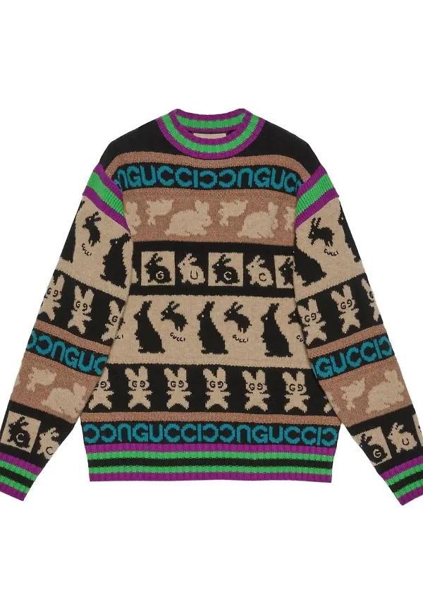 Gucci mönstrad tröja i jacquard - Brun