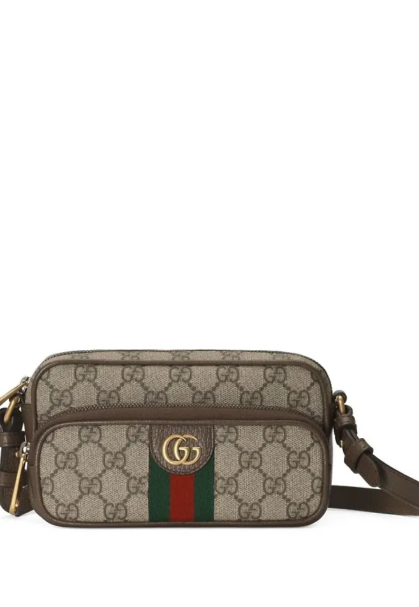 Gucci Ophidia GG liten axelväska - Brun