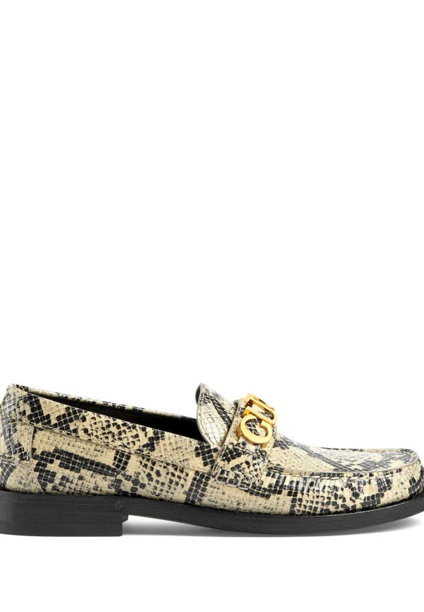 Gucci ormskinnsmönstrade loafers med logotypplakett - Svart