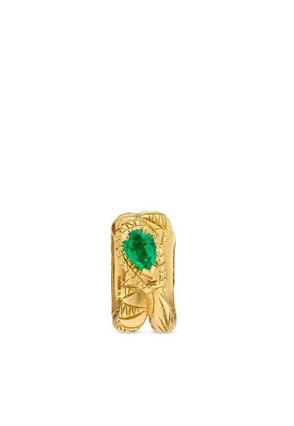 Gucci Ouroboros hoop i 18K gult guld med smaragd - Guldfärgad