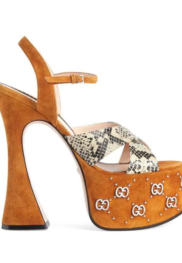 Gucci platåsandaler med logotypplakett - Orange