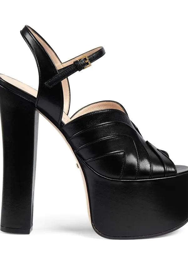 Gucci platåsandaler med öppen tå - Svart